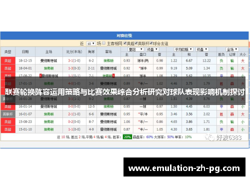 联赛轮换阵容运用策略与比赛效果综合分析研究对球队表现影响机制探讨